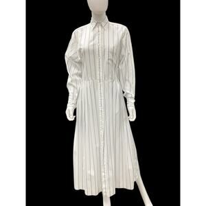Ralph Lauren Shirt Dress Women’s SZ 6 100% Cotton Made In Malaysia Stripes White
